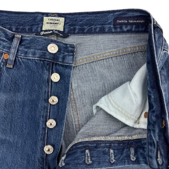 Citizens of Humanity Charlotte High Rise Straight in Hold On Blue Womens Size 26 - Picture 4 of 8